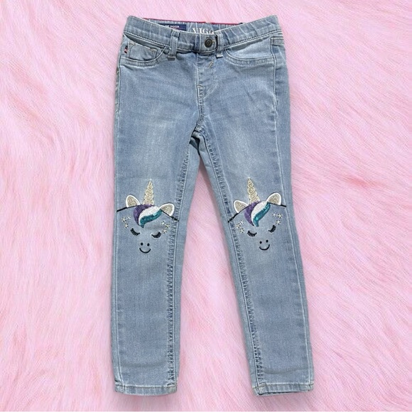 Girls Size 6 Skinny Jeans Bundle - Vigoss Sequins Unicorn & Cat & Jack Dark Wash - Picture 3 of 13